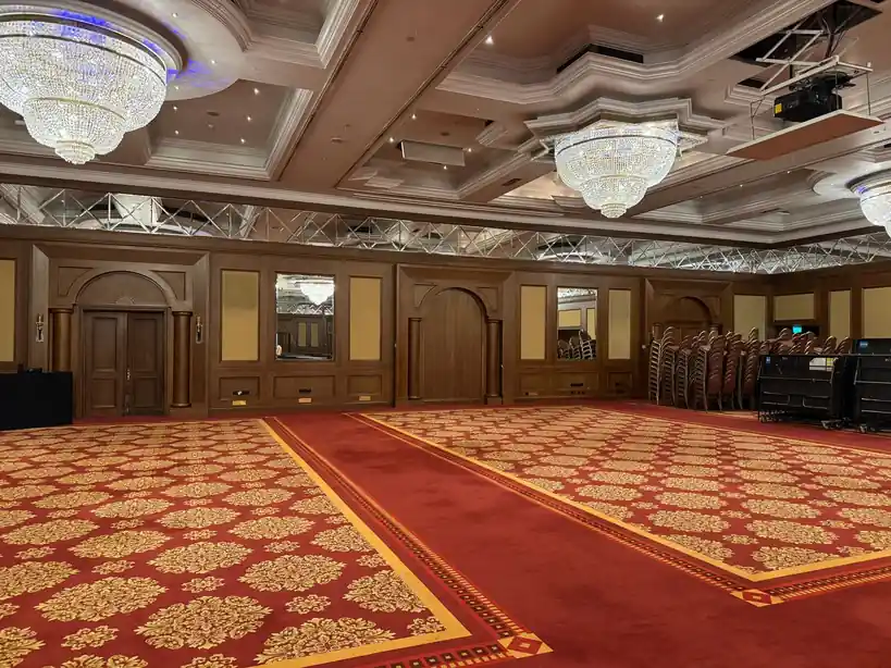 Luxurious Darkfield Way ballroom prepared for a grand event